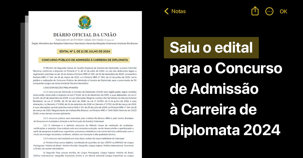 Edital CACD 2024: tudo o que você precisa saber para se preparar para a prova deste ano!